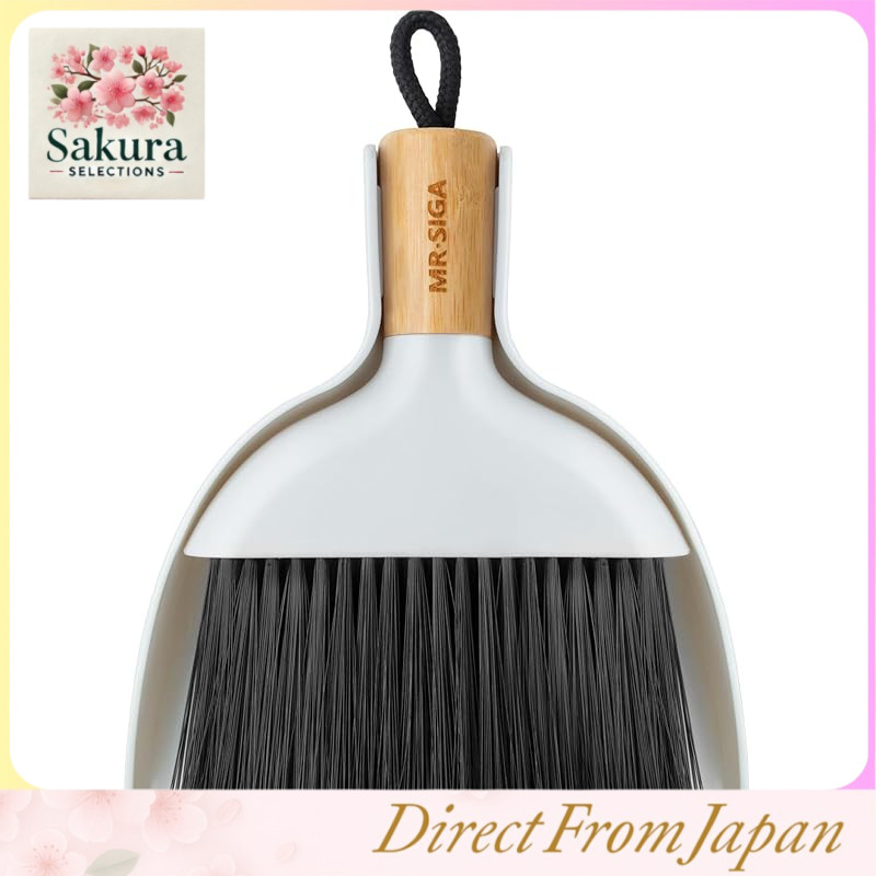 MR.SIGA Mini Broom and Dustpan Set with Bamboo Handle for Indoor, Entryway, and Car Cleaning
