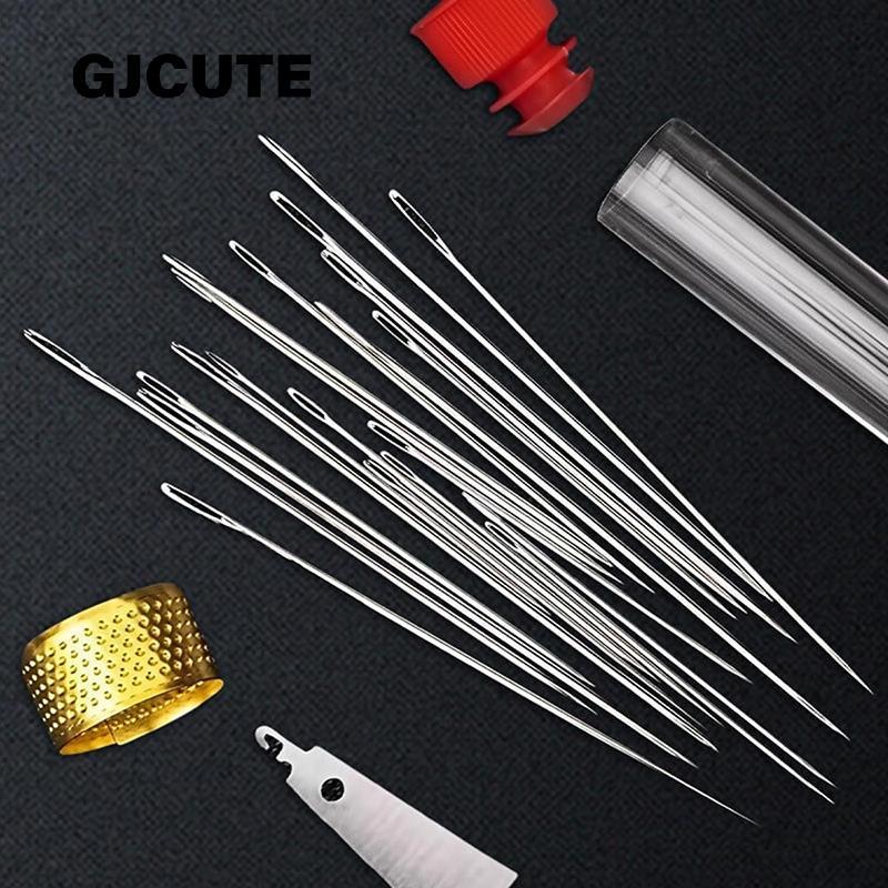 GJCUTE Big Eye Steel เย็บเข็มชุด, 2025 ใหม่สแตนเลสสตีลเข็มสําหรับเย็บมือ, 31/34/36pcs Big Eye ค้อนเห