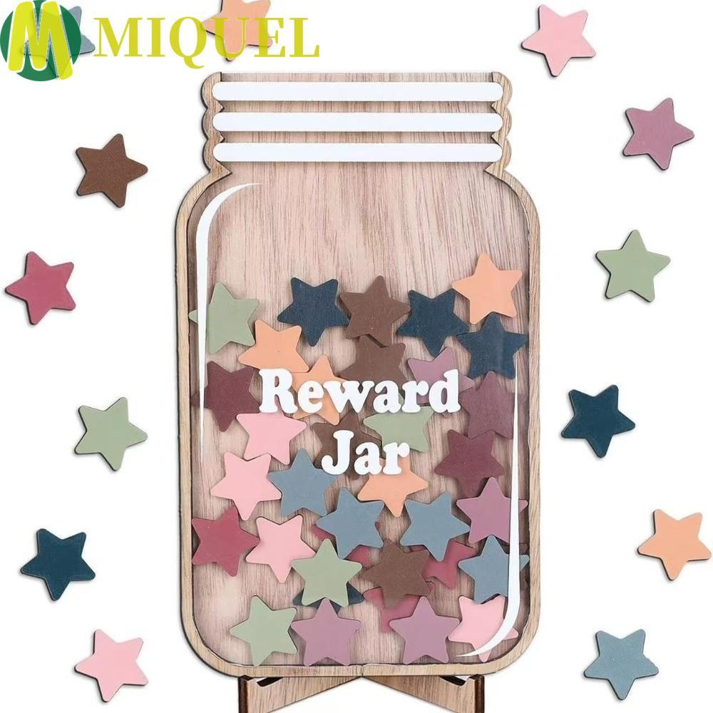 MIQUELZA Positive Behavior Rewards Jar, ไม้การ์ตูนเด็ก Star Reward Jars, รับผิดชอบรางวัล Behavior Go