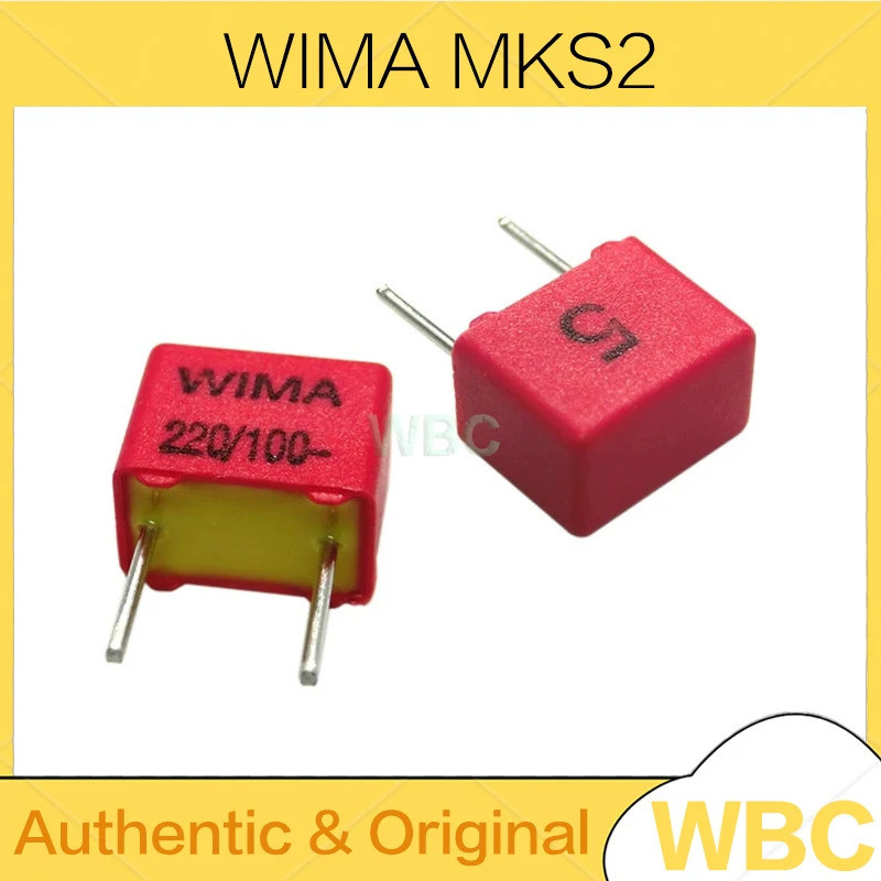 2 ชิ้น WIMA สีแดง MKS2 5 มม.ตัวเก็บประจุฟิล์ม 50V 63V 100V 250V 0.1UF 1NF 0.01UF 0.022UF 0.03UF 1UF 