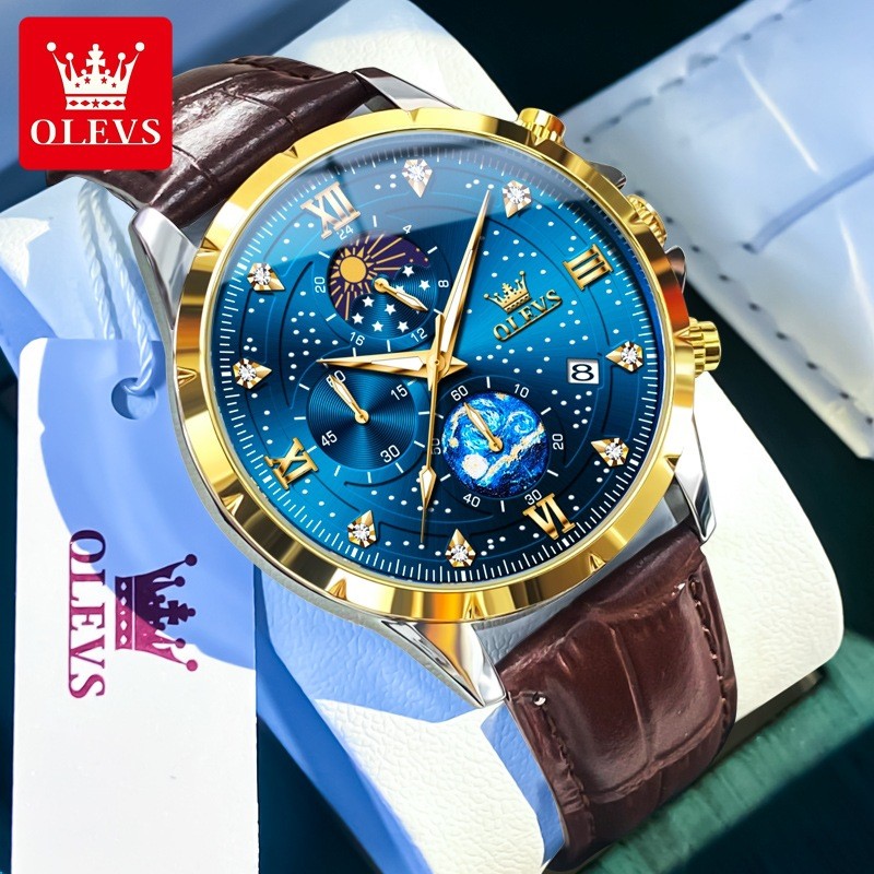 Oris watch with starry sky dial, multifunctional quartz men's watch