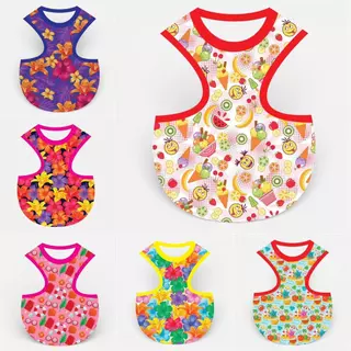 เสื้อกล้ามหมาแมว ลายดอกสงกราต์ใส่หน้าร้อน