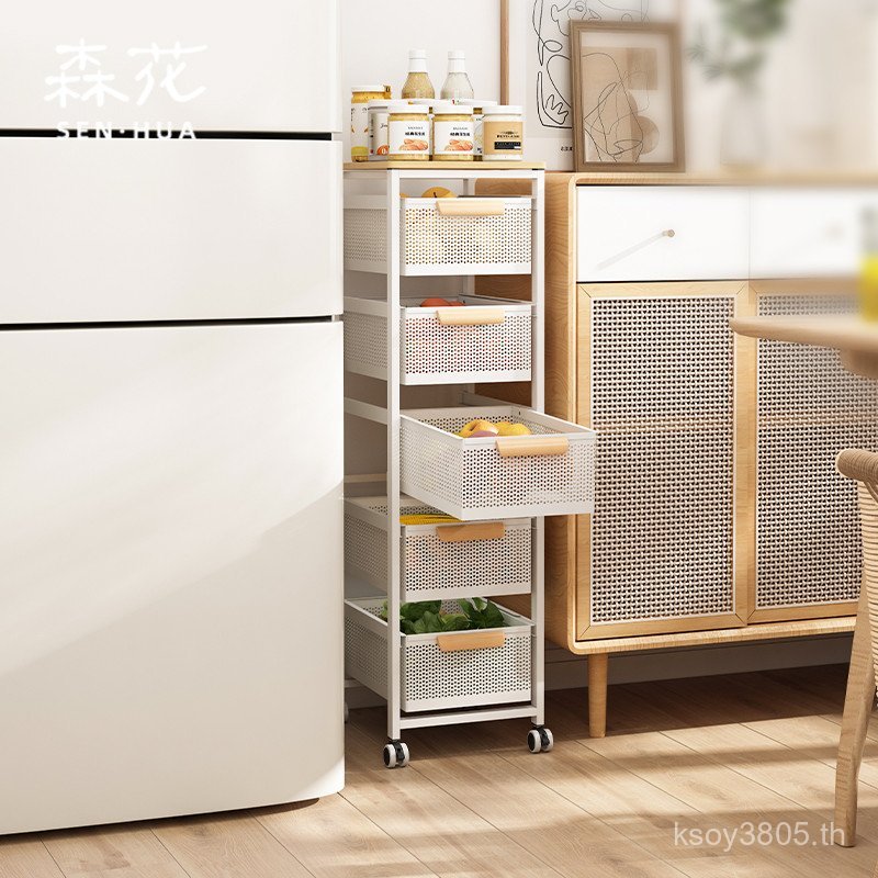 ตะกร้าผักในครัวเรือน Gap Rack Rack Rack สําหรับผักผลไม้รถเข็นห้องครัวดึงสไตล์ชั้นดอกไม้ผักป่า 2R8G