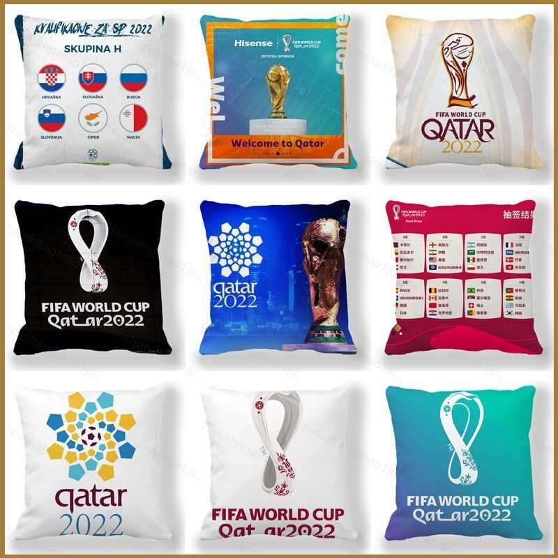 Xx1เจ ฟีฟ่าฟุตบอลโลกกาตาร์ 2022 หมอนตกแต่งกํามะหยี่ผิวพีช โซฟานุ่มสบายลายแน่น XX1
