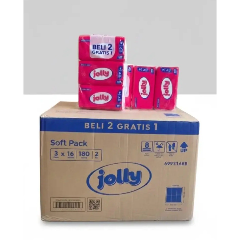 AL [ 1 PACK 3 ชิ้น ] JOLLY TISSUE 180 แผ่น 2 ชั้น / JOLLY MULTIPURPOSE FACIAL TISSUE 180s
