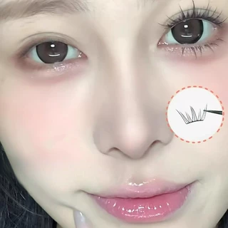 DlY แต่ละคลัสเตอร์ Blue Tears ธรรมชาติหนา Lashes Extension แถบขนตาปลอมขนตาส่วนบุคคล