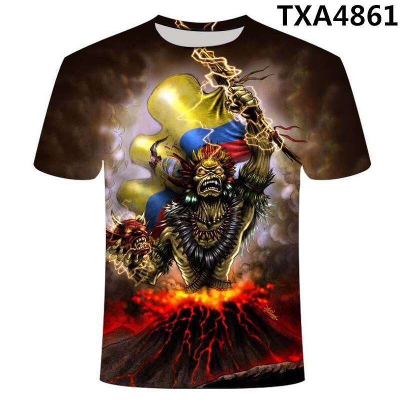 Iron Maiden T เสื้อ 3D สามมิติเสื้อเหมือนจริง Rock Band Eddie Tees XS-6XL