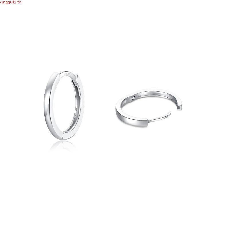 NooYoo ต่างหูสำหรับผิวแพ้ง่าย Hoop Plain Surgical Steel รุ่นห่วงใหญ่ (สีเงิน/สีทอง)