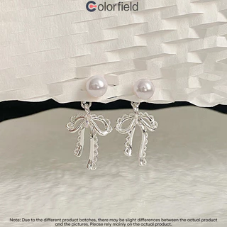 Colorfield ต่างหู ประดับโบว์ ประดับไข่มุก ลูกไม้แบบกลวง ระดับไฮเอนด์ หรูหรา สำหรับผู้หญิง เครื่องประดับ 2026ใหม่-COD💖