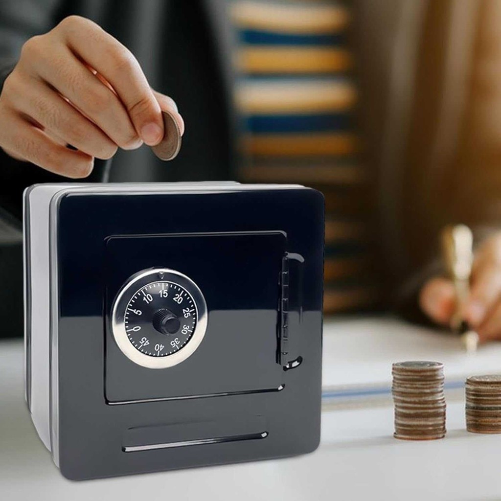 Domura Piggy Bank Mini Safe Box Home Safe Deposit Box Lock หมุน - T-116