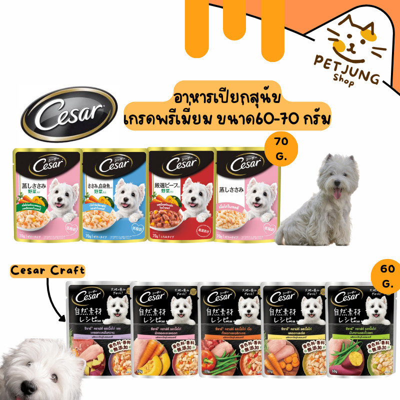 Cesar/Cesar craft  อาหารเปียกสำหรับสุนัข  แบบซอง ขนาด 60-70 กรัม