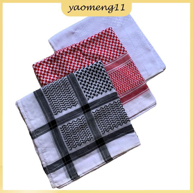 YM มุสลิมผู้ชายลายสก๊อตพิมพ์ Headscarf อาหรับดูไบ Turban Ne Wrap อาหรับตะวันออกกลาง Desert Head cover ผ้าคลุมไหล่ TH