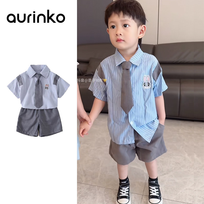 [Aurinko]ชุดเด็กผู้ชาย ชุด zootopia เด็กผู้หญิง ชุดนักเรียนตำรวจ Judy Unisex สองชิ้น1-7ปี
