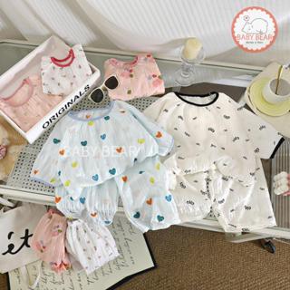 ชุดนอนเด็ก ชุดลำลองสำหรับเด็กผู้หญิง เซ็ตเสื้อ+กางเกง พิมพ์ล…