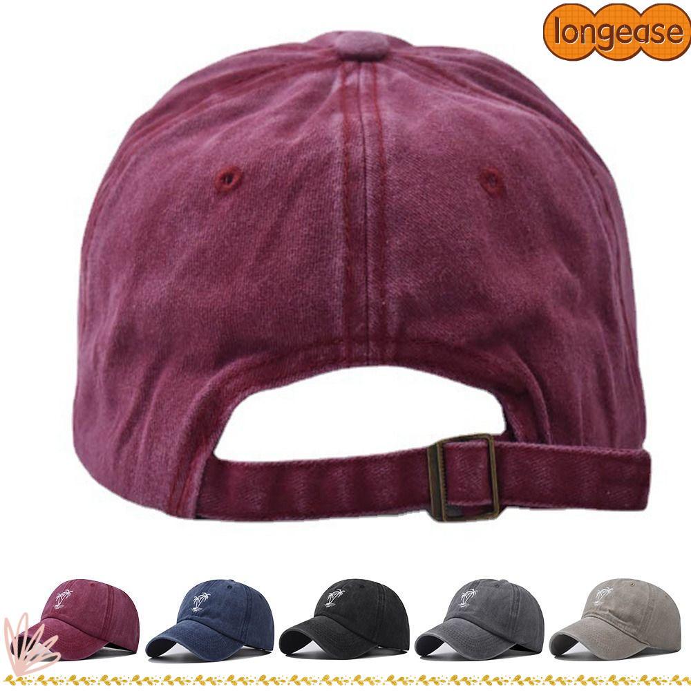 LONGE Distressed Faded Cap Fashion WASHED DENIM หมวกกันแดดแบบปรับได้