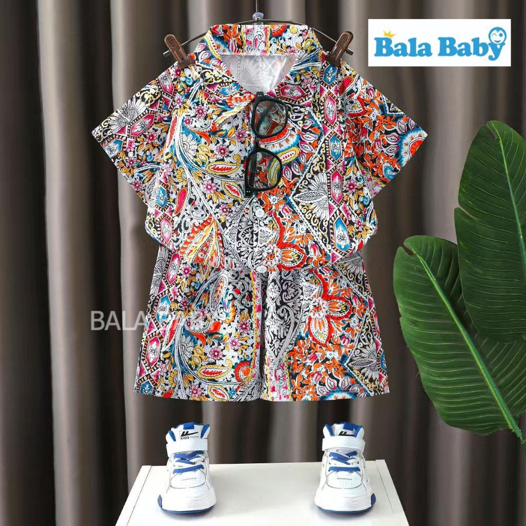 ชุดเซ็ตฮาวาย ชุดเซ็ตเสื้อเชิ้ตเด็ก เสื้อแขนสั้น+กางเกงขาสั้นฮาวายทะเล สงกรานต์ DXT15 รูปที่ 5
