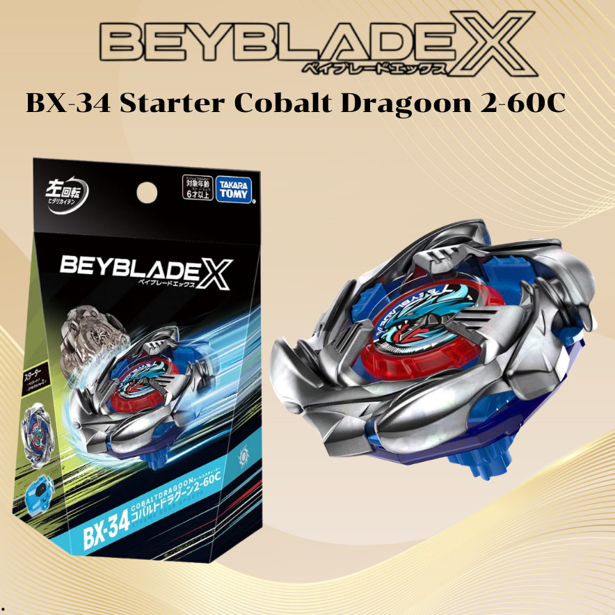 Takara Tomy BEYBLADE X BX-34 Starter Cobalt Dragoon 2-60C Left Spin String Launcher L Included【No Ba