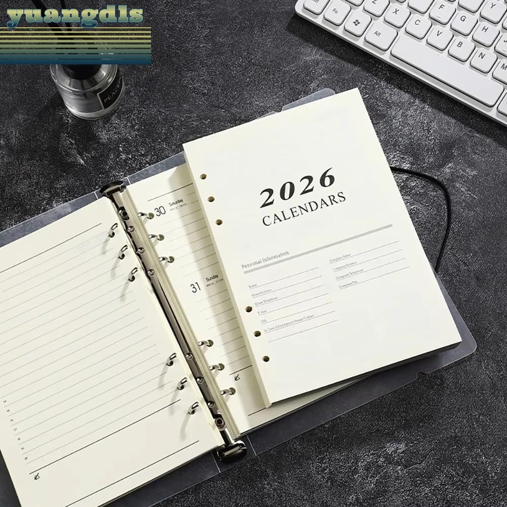 YUANG Binder หน้าด้านใน, Refill Page Loose Leaf A5 Notebook, Perforated Sheets Daily Planner 365 Day