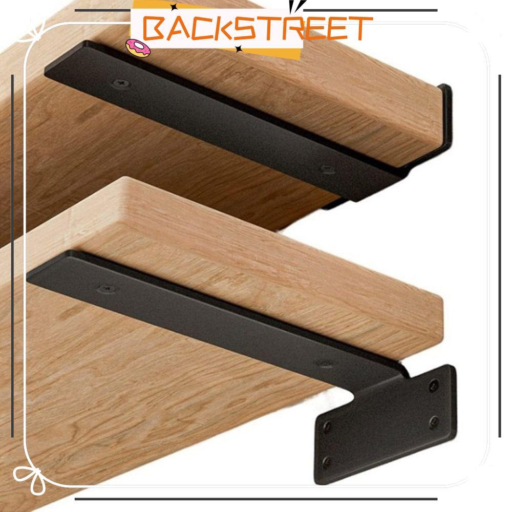 BACKSTAGEREAT Floating Shelf Brackets, Metal Heavy Duty Cast Iron Shelf Brackets, Wall Mount Black C