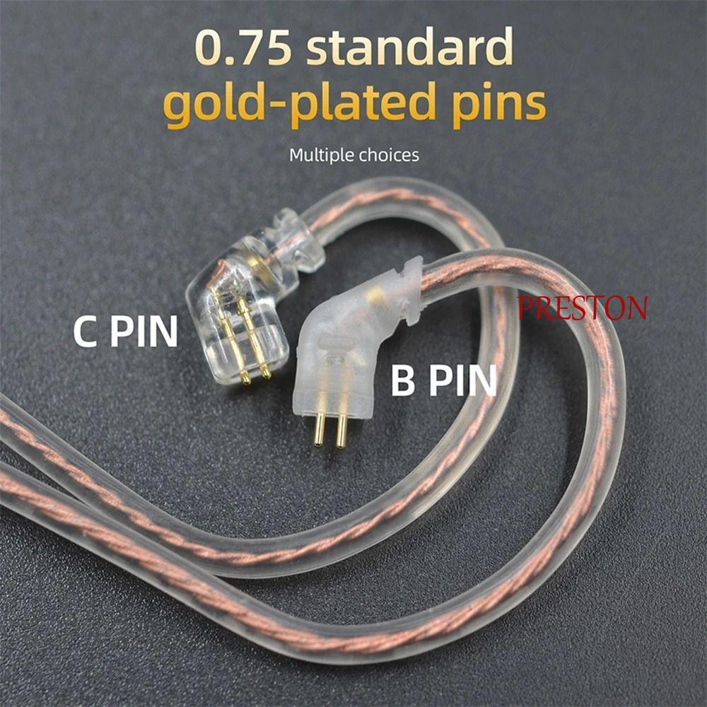 PRESTON 2Pin สายหูฟังสําหรับ KZ ZEX B/C Pin 2Pin สาย Twisted อัพเกรดทองแดงปราศจากออกซิเจน ZS10 สายหู