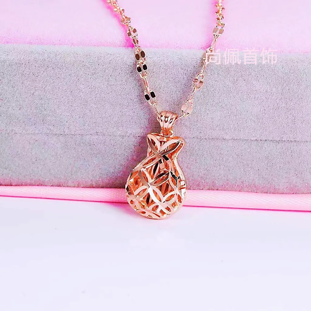 สร้อยคอสี สร้อยคอสีทอง [จัดส่งภายใน 48 ชั่วโมง] Jewelry Russia 585 Money Bag Necklace Pendant Fashio