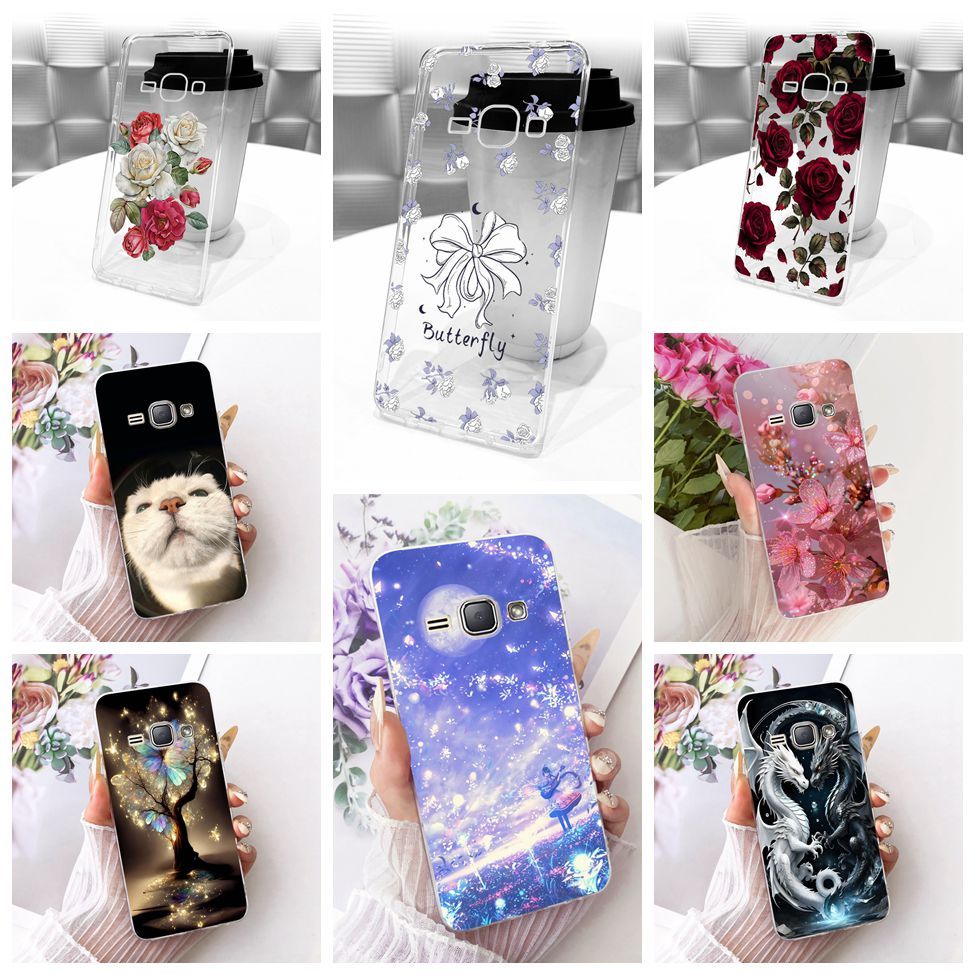 Clear สําหรับ Samsung J1 2016 กรณีแมวน่ารักแฟชั่นผีเสื้อตลกทาสีสําหรับ Samsung Galaxy J1 2016 SM-J120F