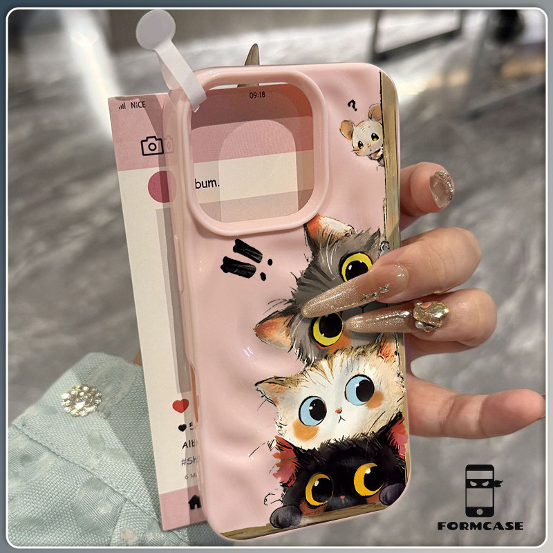 เคสไอโฟน 17 16 11 15 13 แอบมองลูกแมว สำหรับ IPhone 17 16 15 14 13 12 11 Pro Max 15 14 16 6 7 8 Plus XR XS