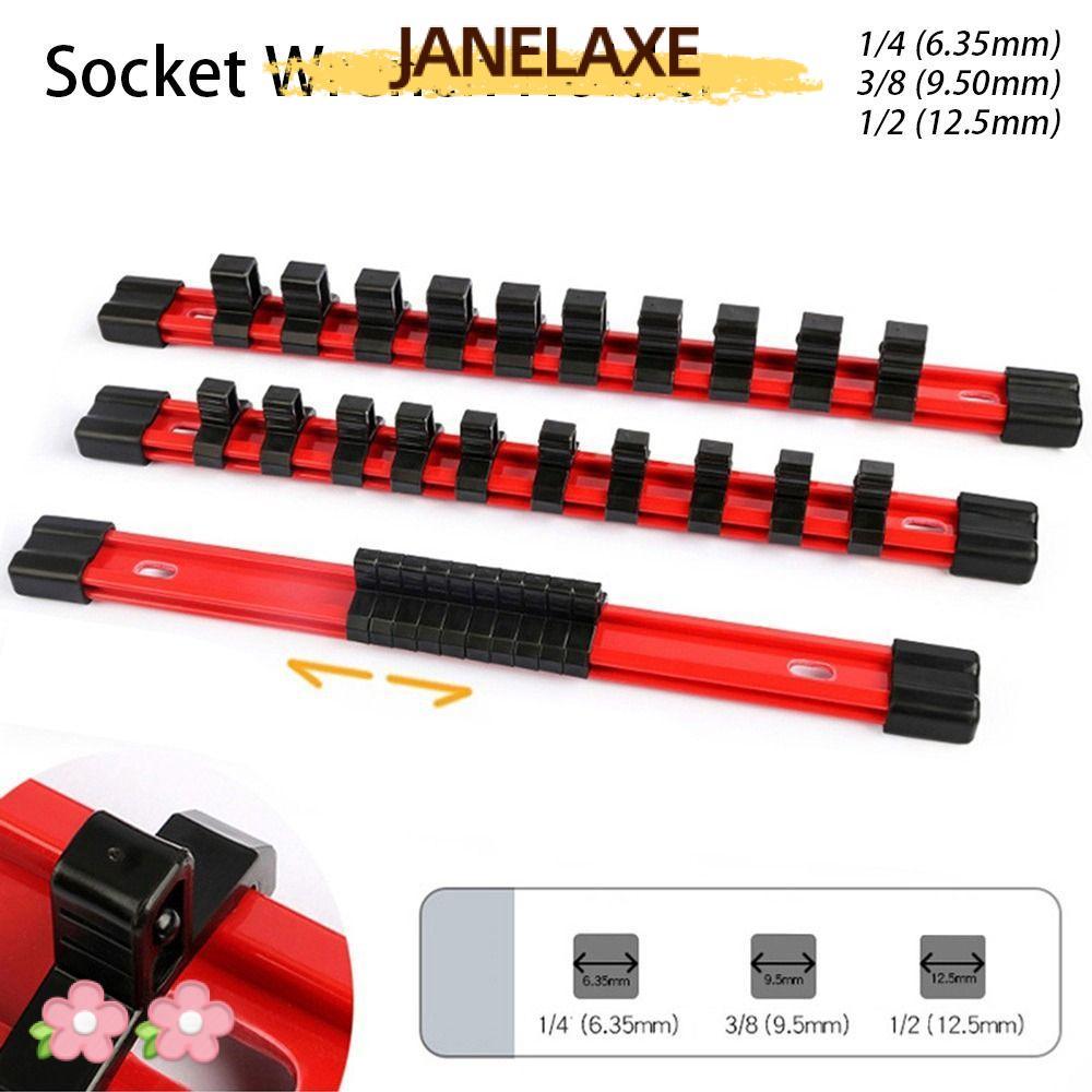 JANELAXE932JN 1 ชิ้น Socket Organizer, Traight ประแจกล่องเก็บเครื่องมือซ็อกเก็ตประแจ, 1/4 "3/8" 1/2 