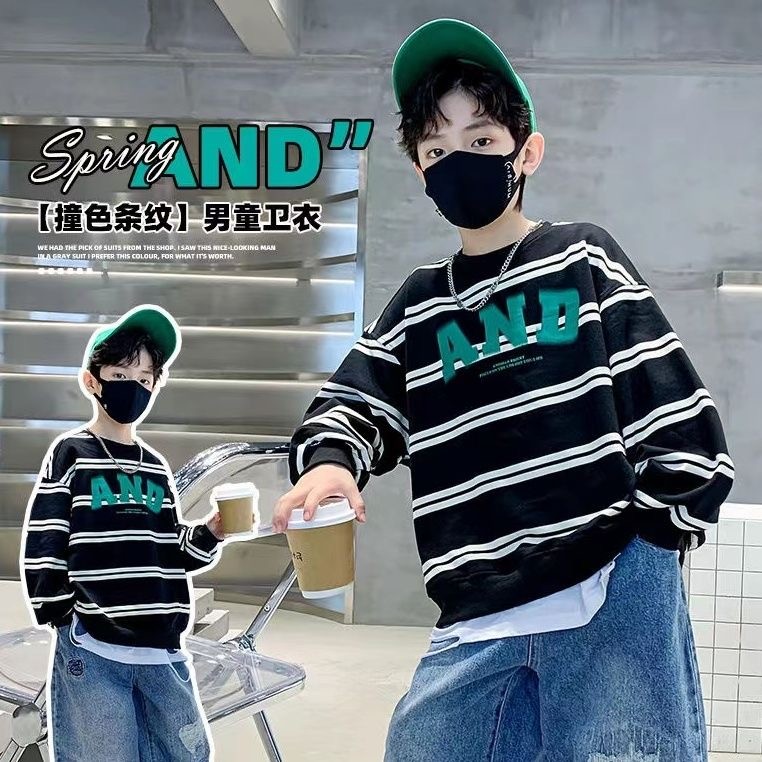 [เตรียมจัดส่ง] เด็กกีฬาลําลองแขนยาวผ้าฝ้ายนุ่มเสื้อกันหนาวเด็กผู้ชายสวมใส่สบายทุกการแข่งขันแฟชั่นเด็กผู้ชายต้อง @-