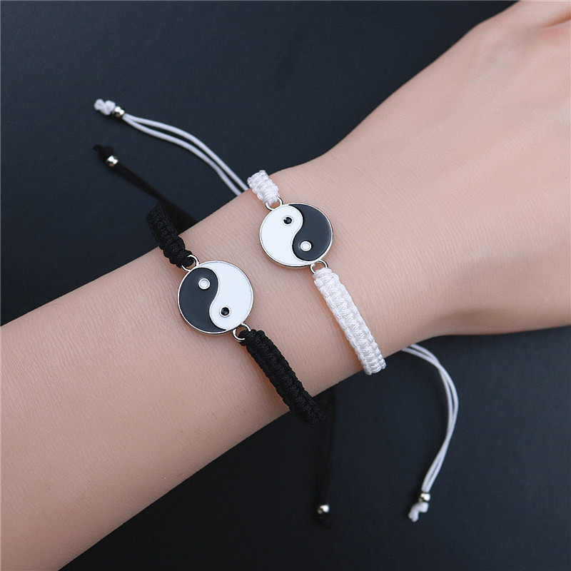 Yin Yang Gossip Pattern Bracelet Hyuga Tai Chi Bracelet สร้อยข้อมือเชือกถัก สร้อยข้อมือคู่ โลหะ เครื