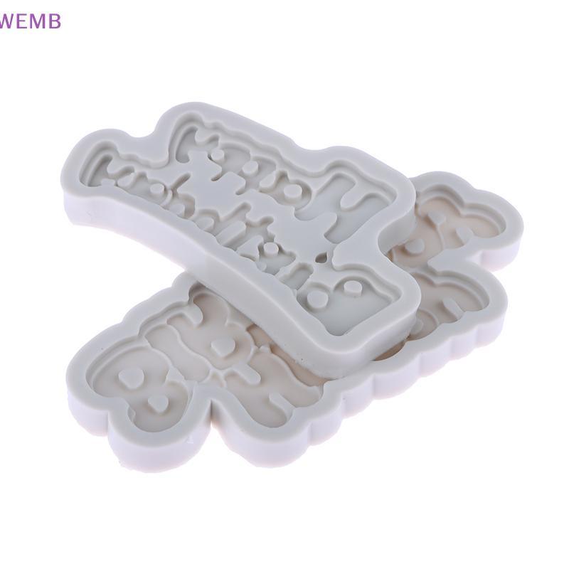 WEMB 1 PC ซิลิโคน 3D Happy Birthday แม่พิมพ์ DIY Ice Jelly ช็อกโกแลต Mould ตัวอักษรภาษาอังกฤษแม่พิมพ์ Bake วันเกิดเค้กตกแต่งเครื่องมือ Mould ใหม่