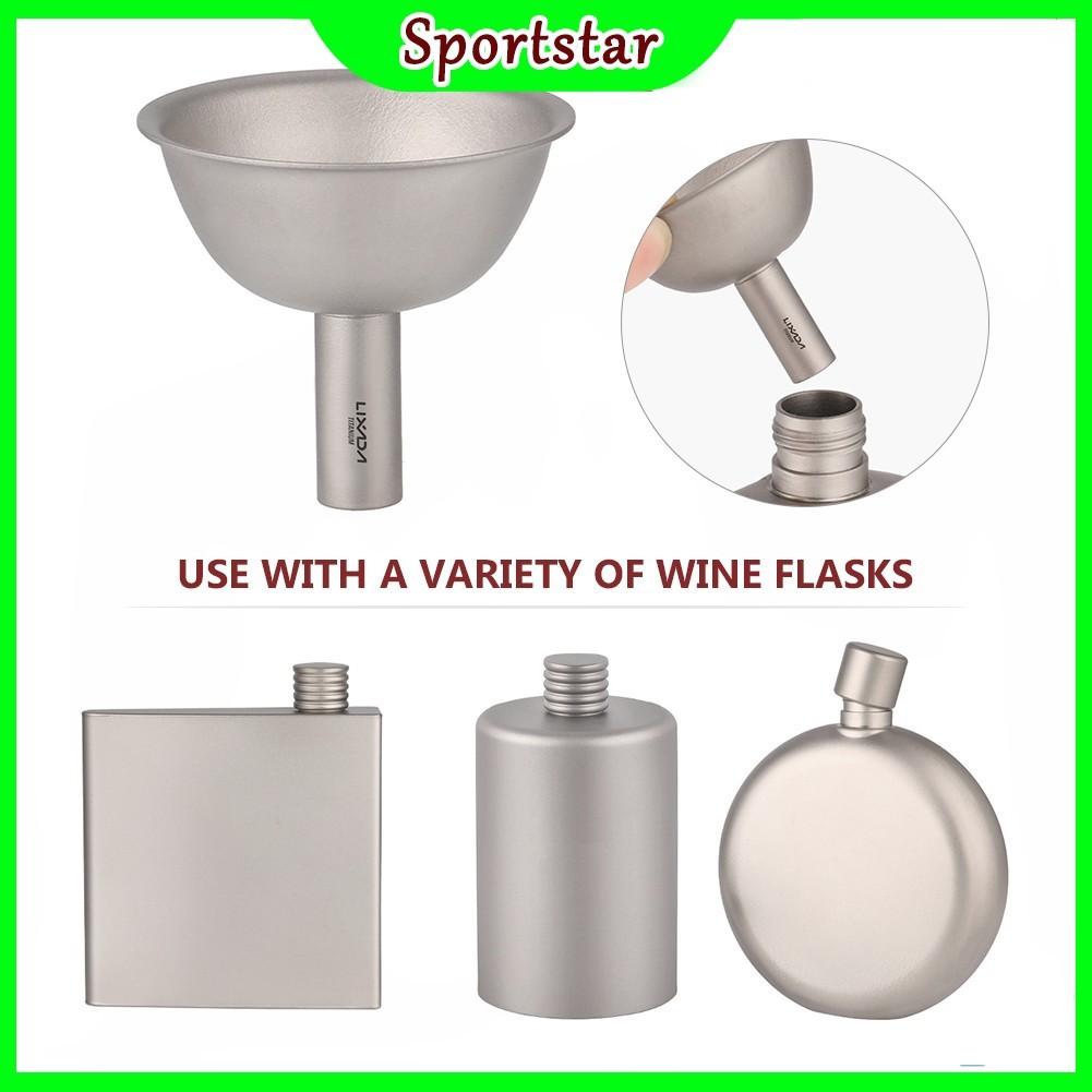 Lixada Titanium Funnel ไวน์ของเหลวเติมช่องทางสำหรับขวดขวดขวดน้ำ