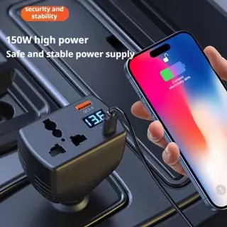 150W Car Charger รถบรรทุกติดตั้งอินเวอร์เตอร์ 12 V/24 V To AC 220 V Multi-function รถอินเวอร์เตอร์พร้อมจอแสดงผล QC3.0 USB Chargers รถ Accession