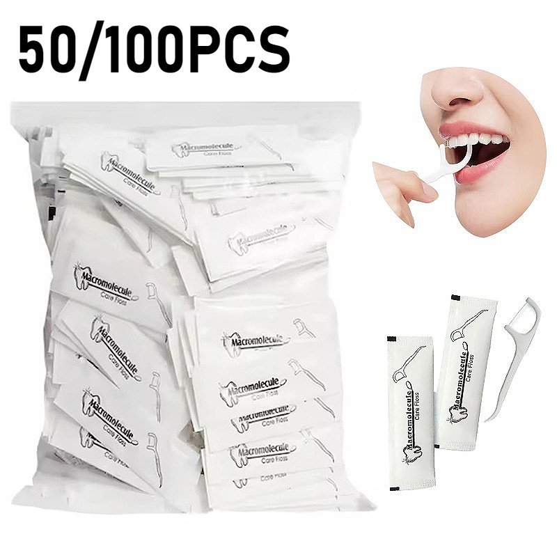 50/100PCS Dental Floss Disposable Going Out Hotel Travel Individually Wrapped Dental Floss