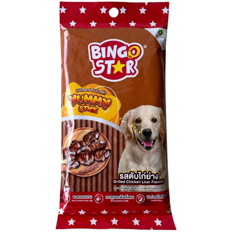 บิงโกสตาร์ยัมมี่สติ๊กรสตับไก่ย่าง 70ก Bingo Star Yummy Stick Grilled Chicken Liver Flavour 70g [8859