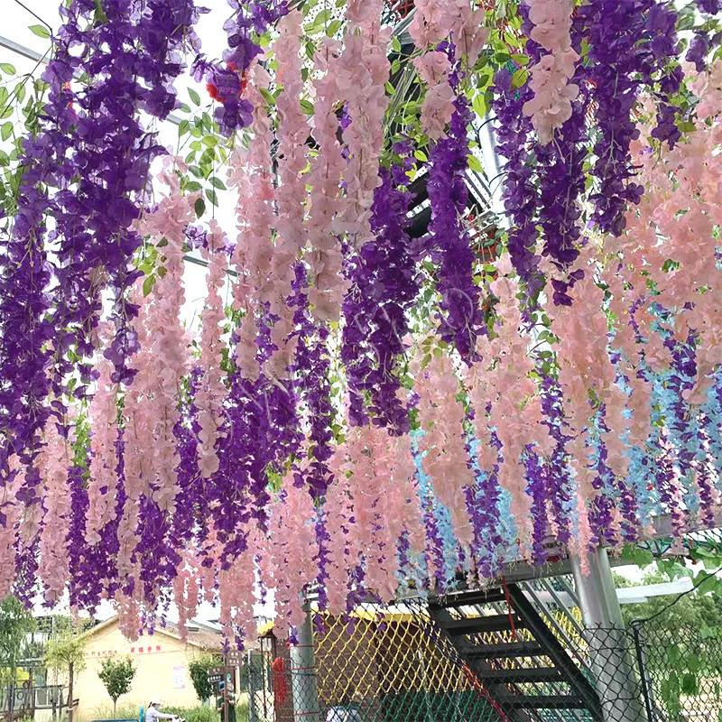 ดอกวิสทีเรียเทียมแขวน ยาว 110 ซม. วัสดุพลาสติก ไม่ซีดง่าย เหมาะตกแต่งบ้าน ร้านค้า งานแต่งงาน ปาร์ตี้