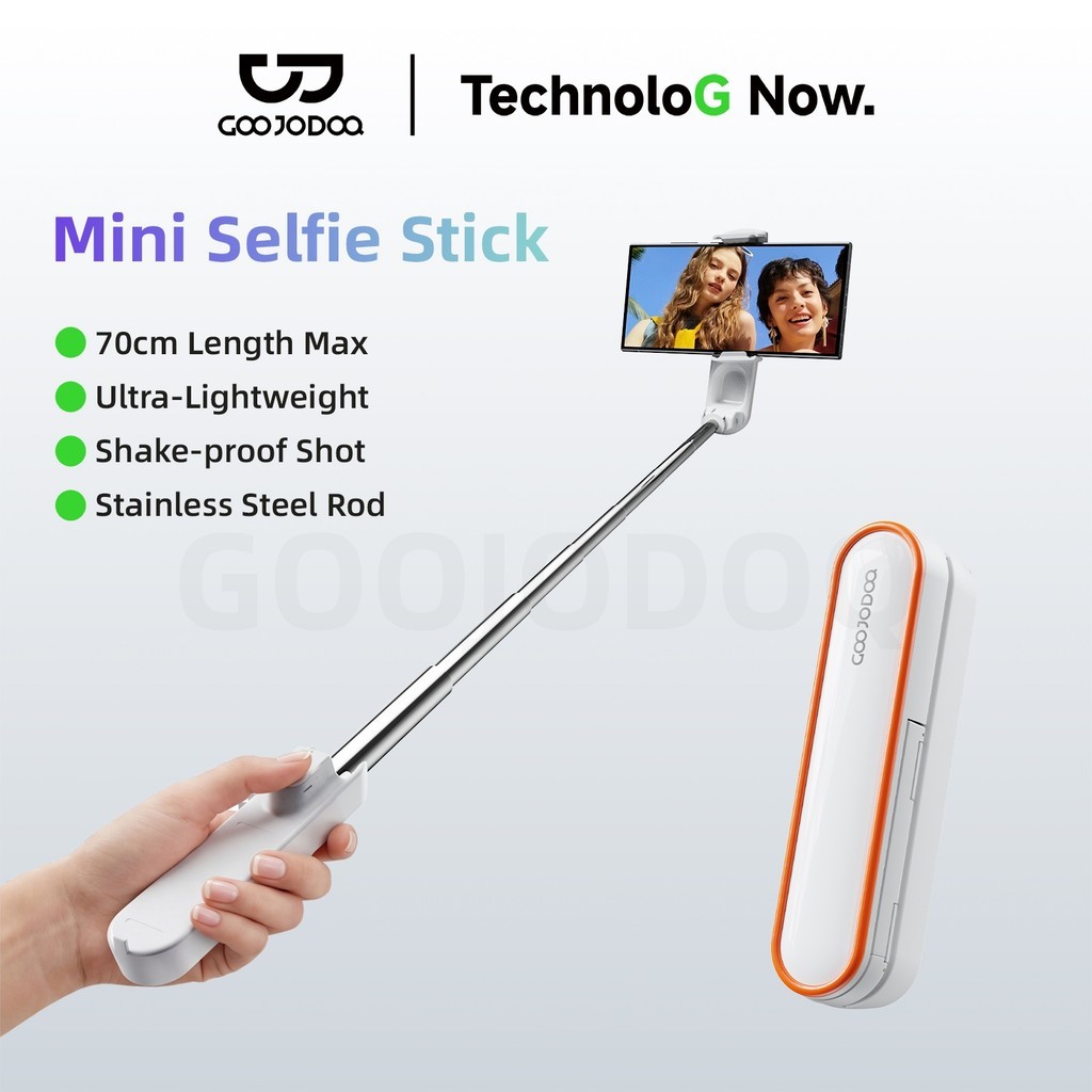 GOOJODOQ Mini Selfie Stick 70cm Length Max Flexible 180° Tilt & 360° Rotation Shake-proof Shot