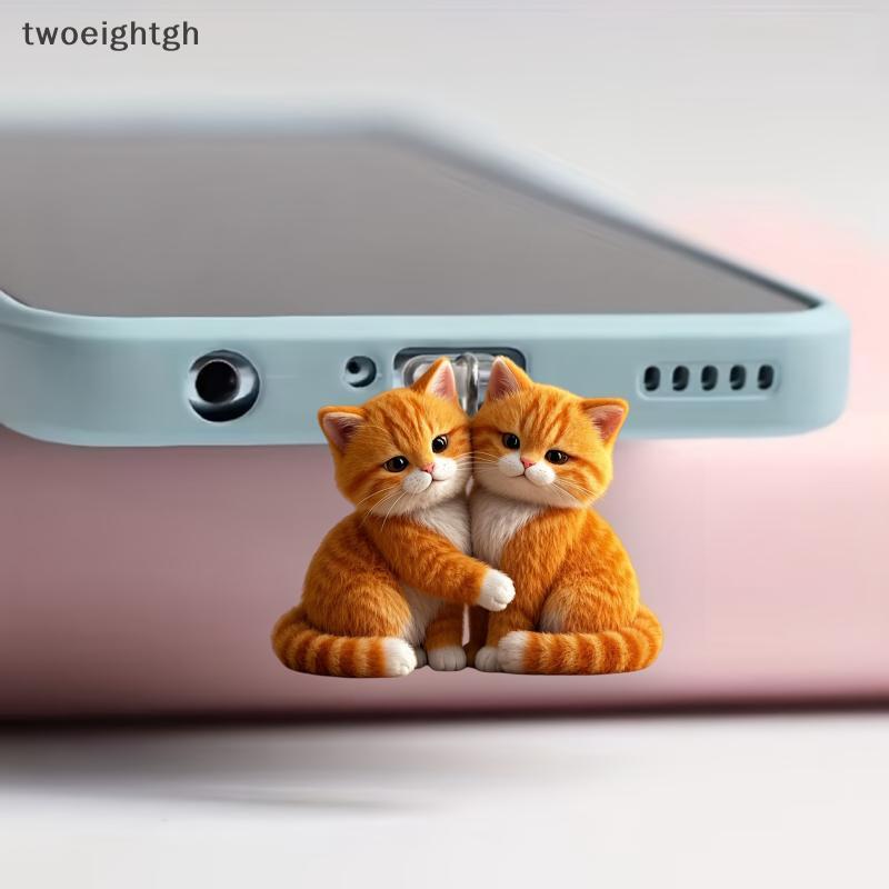 TWH อะคริลิคโทรศัพท์ปลั๊กฝุ่นจี้ 2D จี้แบนเหมาะสําหรับ IPhone/Type-C Universal โทรศัพท์อุปกรณ์เสริม TH