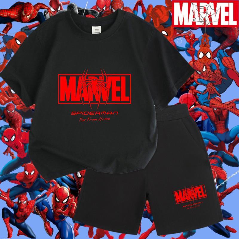 kidwith ชุดเด็กเสื้อผ้าเด็กเสื้อยืดแขนสั้น+กางเกงขาสั้น เซท 2 ชิ้น สไปเดอร์แมน ซูเปอร์ฮีโร่ #029