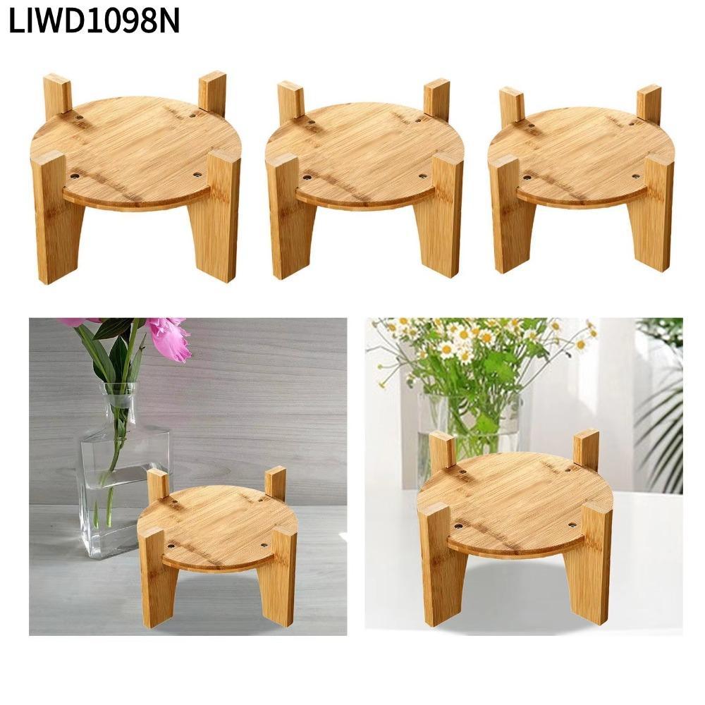 LIWD1098N ที่วางเหยือกน้ําไม้ไผ่แข็งแรง ขาตั้งขวดน้ําสําหรับพืชและแจกัน