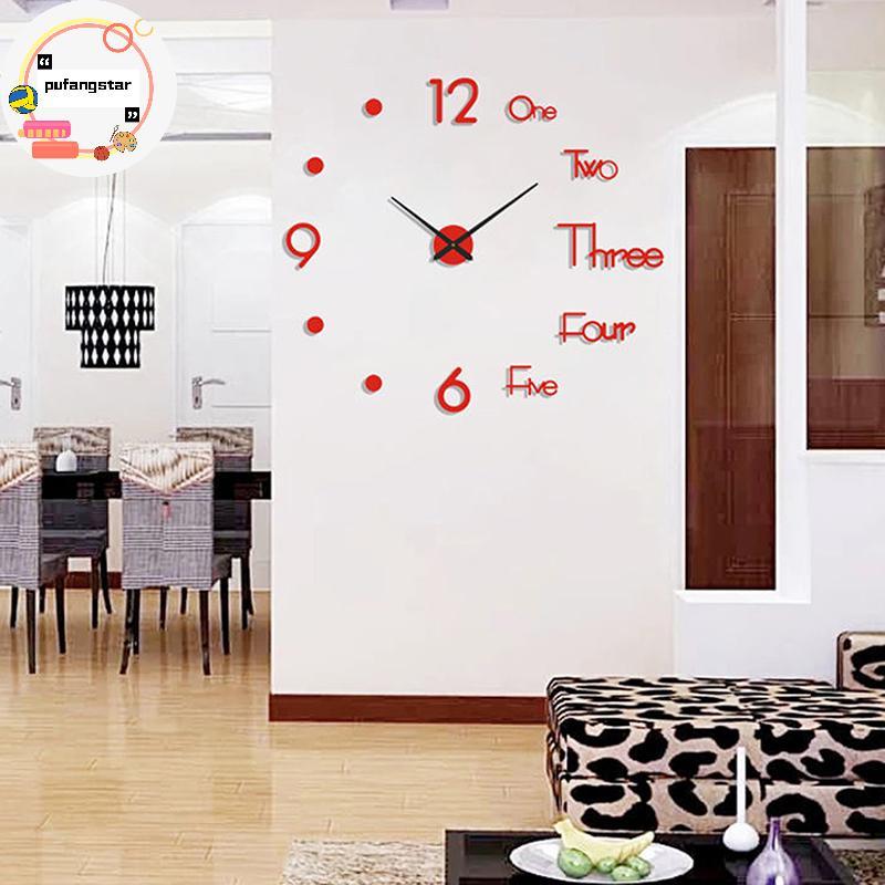 Pufangstar 1 PC 3D Wall Clo Mirror Wall Stiers Creative DIY Wall Clos ดีไซน์ทันสมัย Mute ควอตซ์เข็มนาฬิกาตกแต่งบ้าน TH