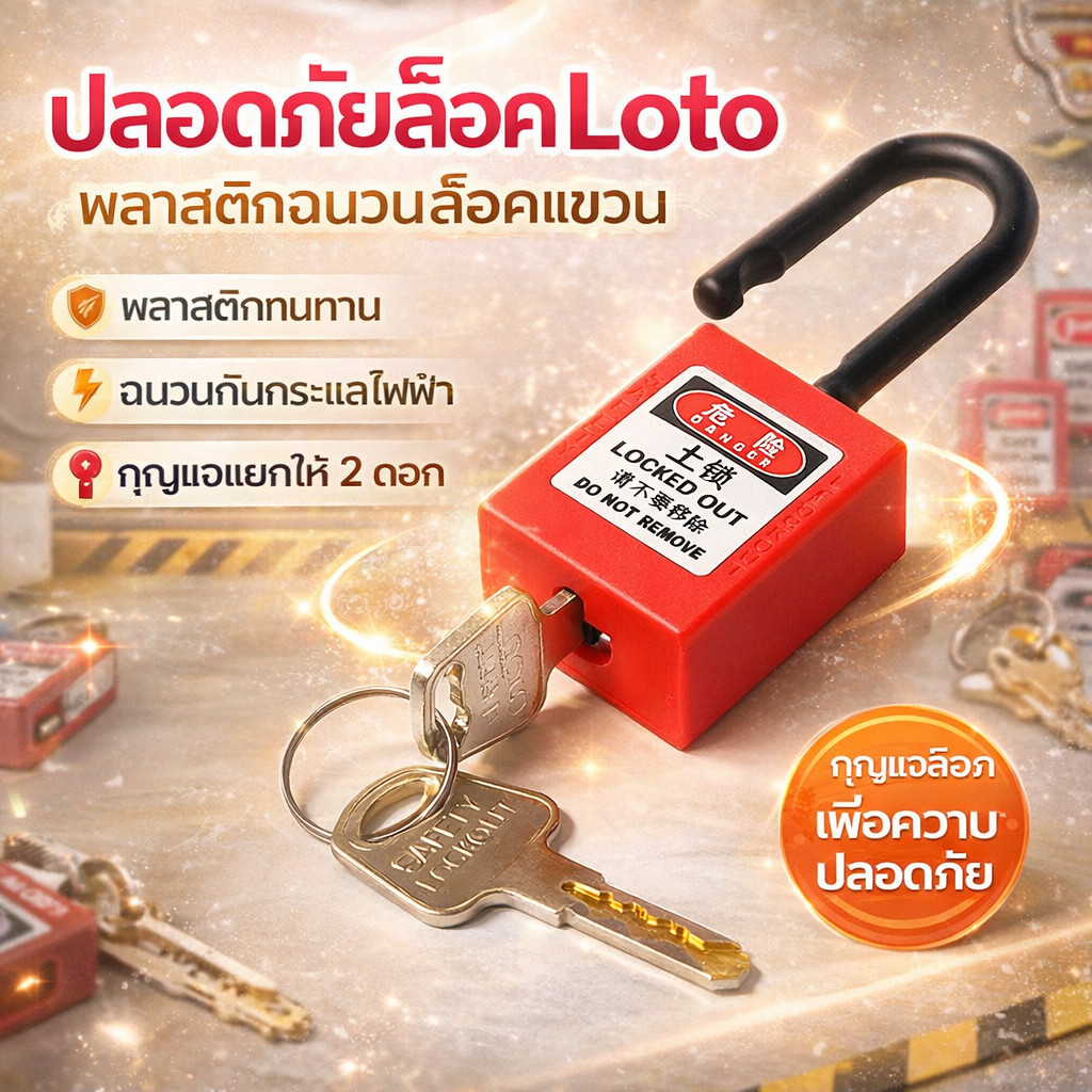 【Lockout/LOTO】38 มม padlockกุญแจนิรภัยสแตนเลสแข็งแรง อุปกรณ์เซฟ สีแดง ล็อคเพื่อความปลอดภัย