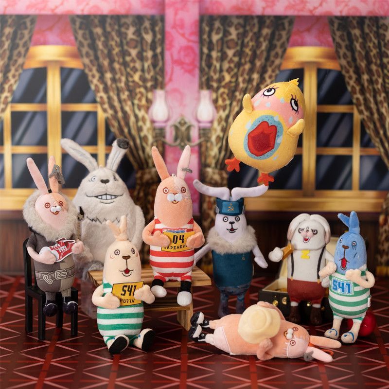 Usavich Runaway Rabbit สีดําและสีขาวพวงกุญแจคู่กระเป๋าเป้สะพายหลังบทคัดย่อจี้ตุ๊กตา