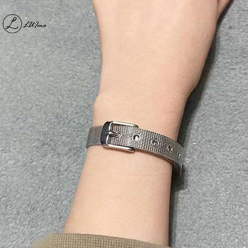 LUImo สแตนเลสตาข่ายสายนาฬิกาสร้อยข้อมือ Bule Staing กําไลข้อมือของขวัญสําหรับเธอ Best Friend ของขวัญใหม่