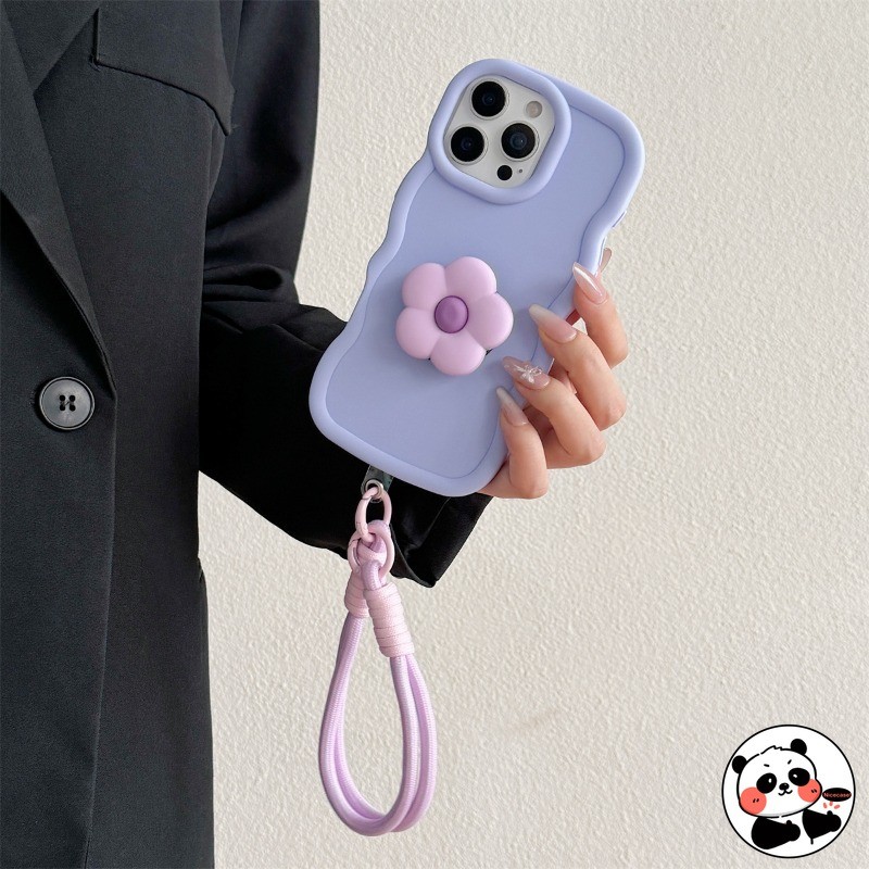 ดอกไม้น่ารัก 3D Wave เคสโทรศัพท์พร้อม Lanyard สําหรับ Tecno Camon 40 30 20 19 18 Pro 18T 18P 15 Air 