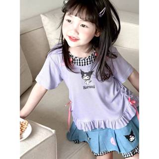 เสื้อยืดแขนสั้นเด็กผู้หญิง พิมพ์การ์ตูนน่ารัก สไตล์เกาหลี ให…