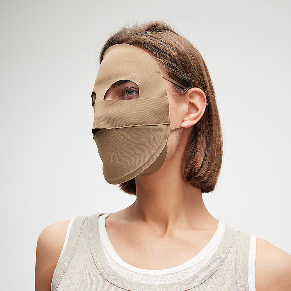 OhSunny Multi-Layer Face Shield UPF 50+, ปรับได้พอดีหน้า ดื่มน้ำได้ ใหม่ปี 2026