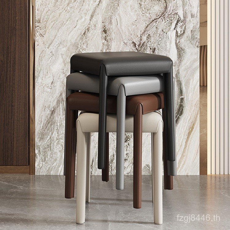 W & Stacked สตูลในครัวเรือนหนังทองรู้สึกอาน Place Simple Square สตูล Nordic Light Extremely สตูลหรูห