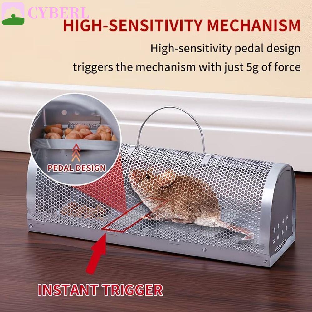 CYBERLINX กรงดักหนู, กรงดักหนูโลหะความไวสูง, Exterminator ประตูทางเดียวจับต่อเนื่องอย่างรวดเร็วจับหนูดักกลางแจ้ง