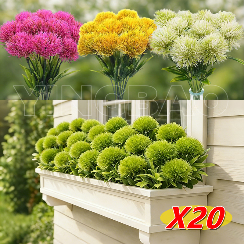 3-20ชิ้นประดิษฐ์ดอกแดนดิไลอันดอกไม้พืชช่อพลาสติกไม้พุ่มแปรงพืชหญ้าปลอมสําหรับงานแต่งงาน ทําเอง บ้านในร่มกลางแจ